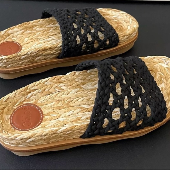 Chloe Black Woven Slide Sandals side 38 - Picture 3 of 4
